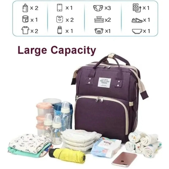 NEW -🤰🏻3 In 1 - Plum Convertible Diaper Bag Backpack - Picture 2 of 4